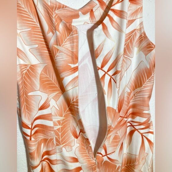 Caribbean Joe Sundress V Neck Tropical Leaf Hawaiian Print Mini Dress size S - Picture 5 of 6